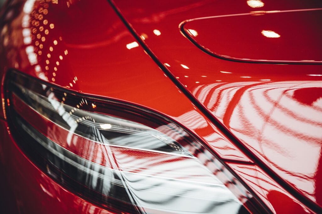 Close shot of an orange sport cars backlight